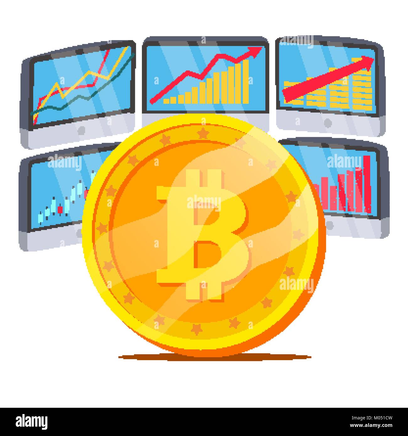 Bitcoin mit Grafik Grafik Vektor. Handel überwacht und Trend. Digitales  Geld. Cryptocurrency Anlagekonzept. Auf weiß Abbildung isoliert  Stock-Vektorgrafik - Alamy