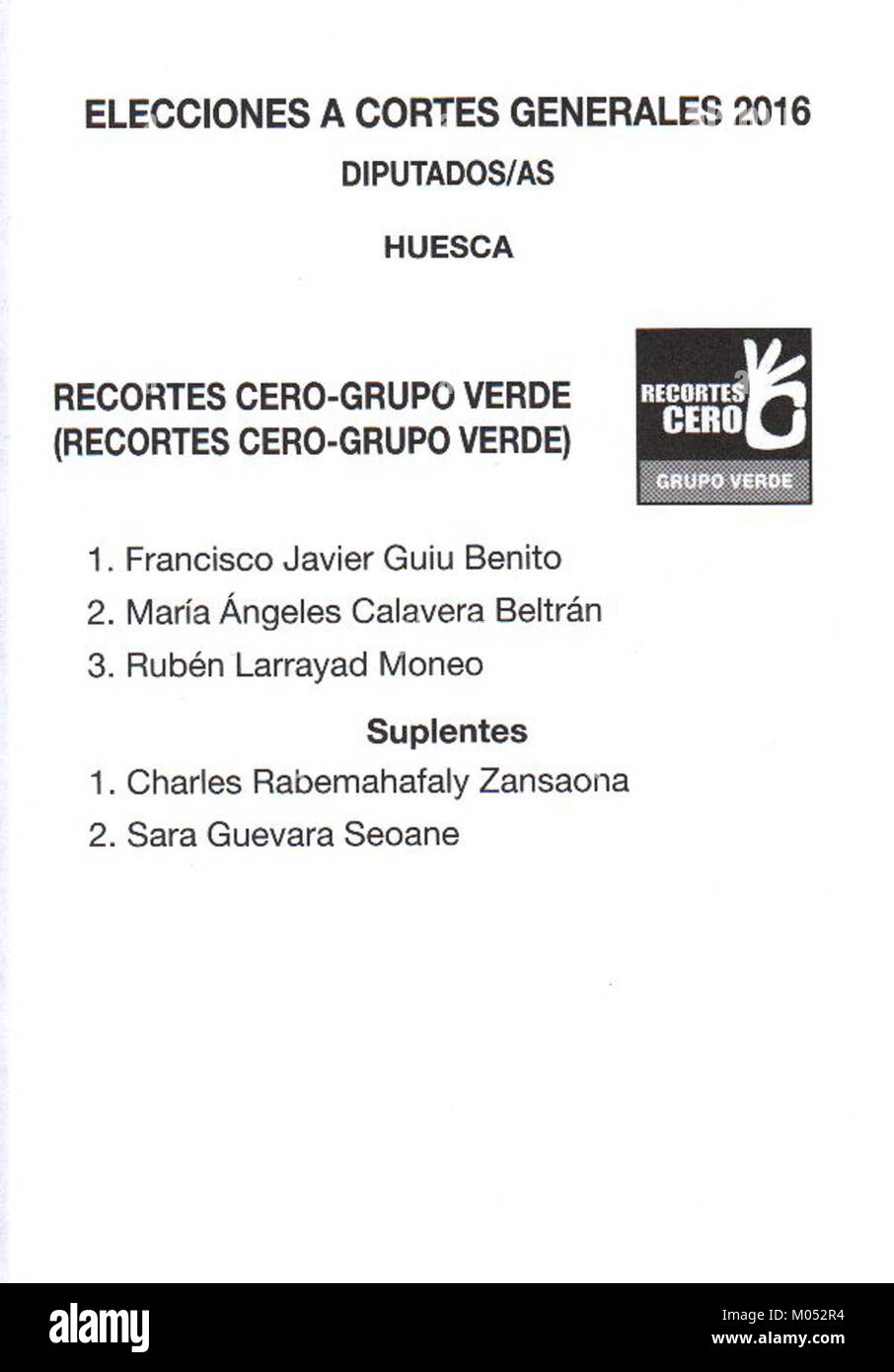 Candidatura de Recortes Cero-Grupo Verde bezieht sich auf eine politische oder aktivistische Gruppe in Spanien, die sich für spezifische politische oder soziale Reformen einsetzt. Die Gruppe konzentriert sich auf Themen wie Umweltschutz, soziale Gerechtigkeit und Regierungsreformen. Stockfoto