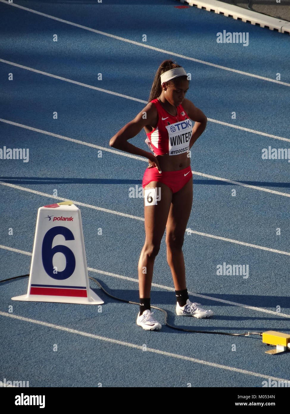 Die IAAF-U20-Weltmeisterschaft 2016 in Bydgoszcz, Polen, umfasste die 400-Meter-Qualifikation der Frauen am 19. Juli 2016. Dieser Wettbewerb war Teil der globalen Leichtathletik-Meisterschaft mit jungen Athleten. Stockfoto