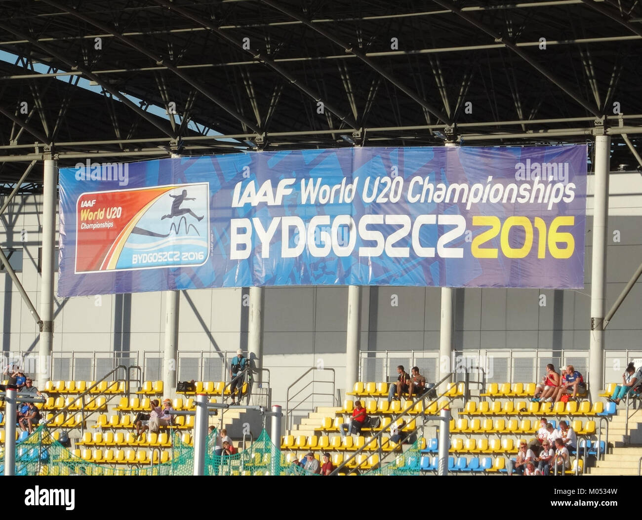 Die IAAF U20-Weltmeisterschaft 2016 in Bydgoszcz, Polen, war ein internationaler Leichtathletik-Wettkampf für Athleten unter 20 Jahren. Die Veranstaltung zeigte aufstrebende Talente in der Leichtathletik. Stockfoto