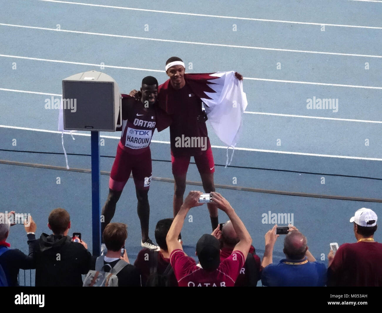 Bei der IAAF U20-Weltmeisterschaft 2016 in Bydgoszcz wurde das 400-m-Finale der Männer gezeigt, in dem die jungen Sportler Spitzensportler bestritten wurden. Die Veranstaltung fand am 22. Juli 2016 statt und markierte einen wichtigen Meilenstein in der Jugendathletik. Stockfoto