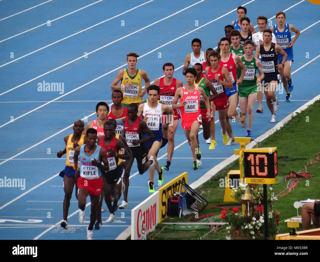 Bydgoszcz 2016 IAAF World U 20 Meisterschaften, 5000 m Männer die letzten 4 23-07-2016 Stockfoto