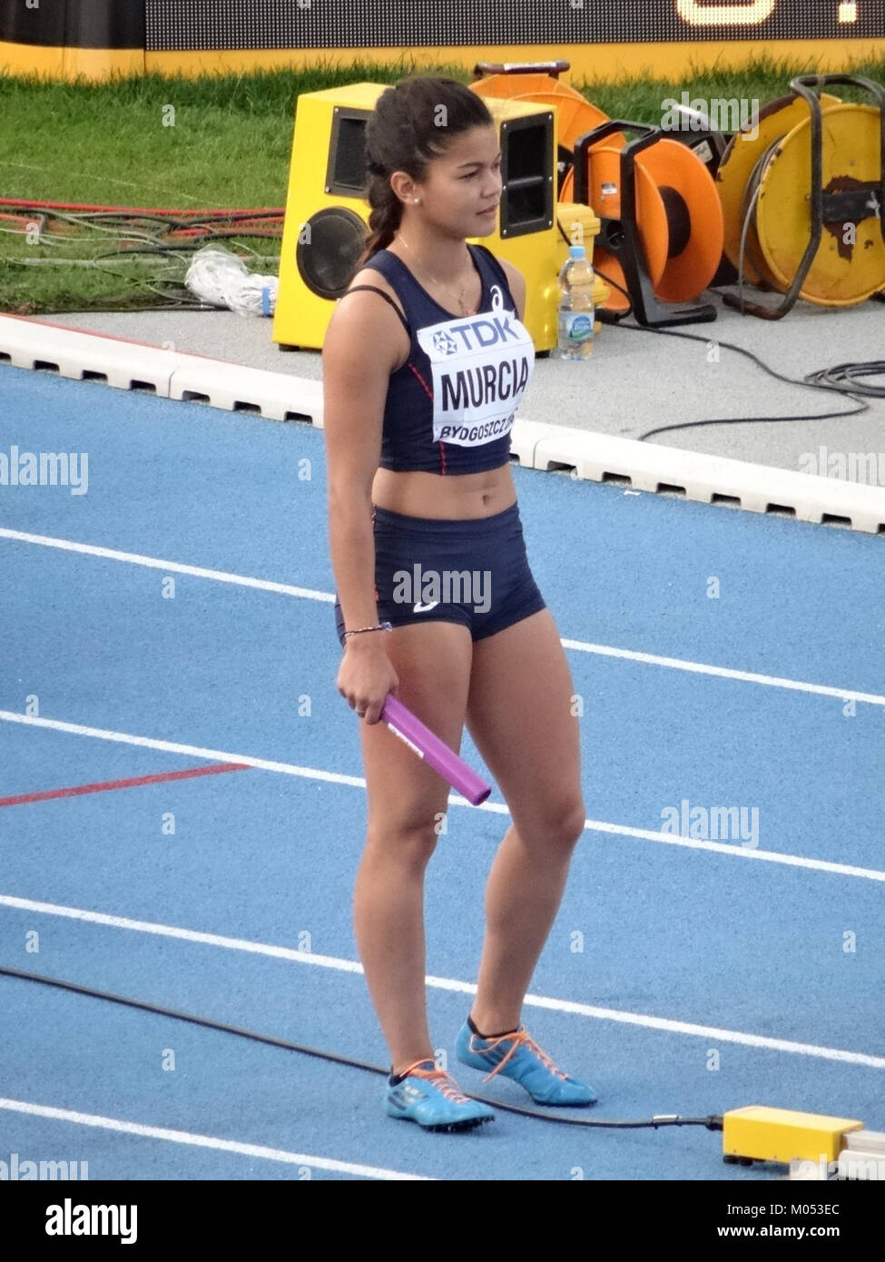 Die IAAF-U20-Weltmeisterschaft 2016 in Bydgoszcz, Polen, fand im Staffelfinale von womenâ statt. Die Veranstaltung, die am 23. Juli 2016 stattfand, zeigte die besten jungen Athleten im Leichtathletik-Bereich und zeigte hochkarätige Wettkämpfe in Sprint-Staffeln. Stockfoto