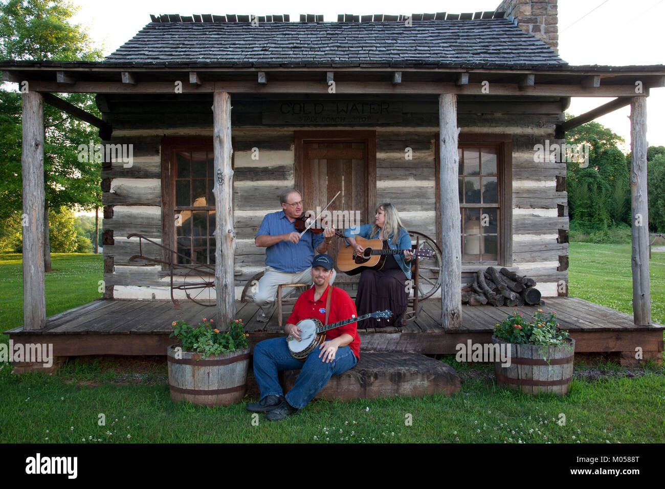 Banjo, Violine & Gitarre Spieler Stockfoto