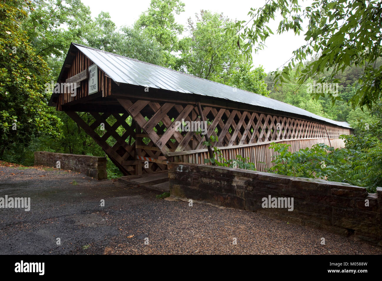 Horton Mühle Covered Bridge, Blount County, Alabama Stockfoto