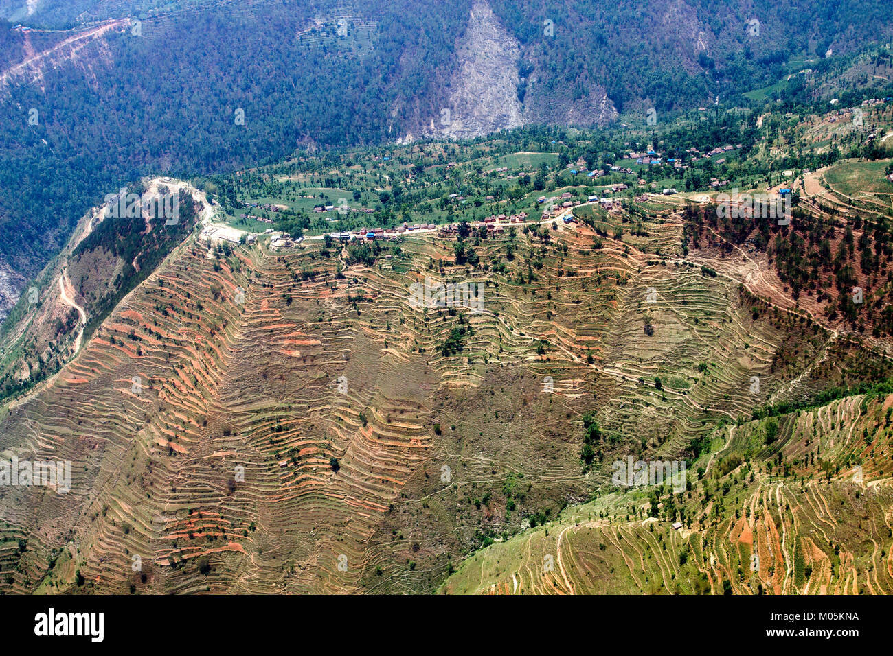 Ein Luftbild der ländlichen Teil von Nepal. Stockfoto