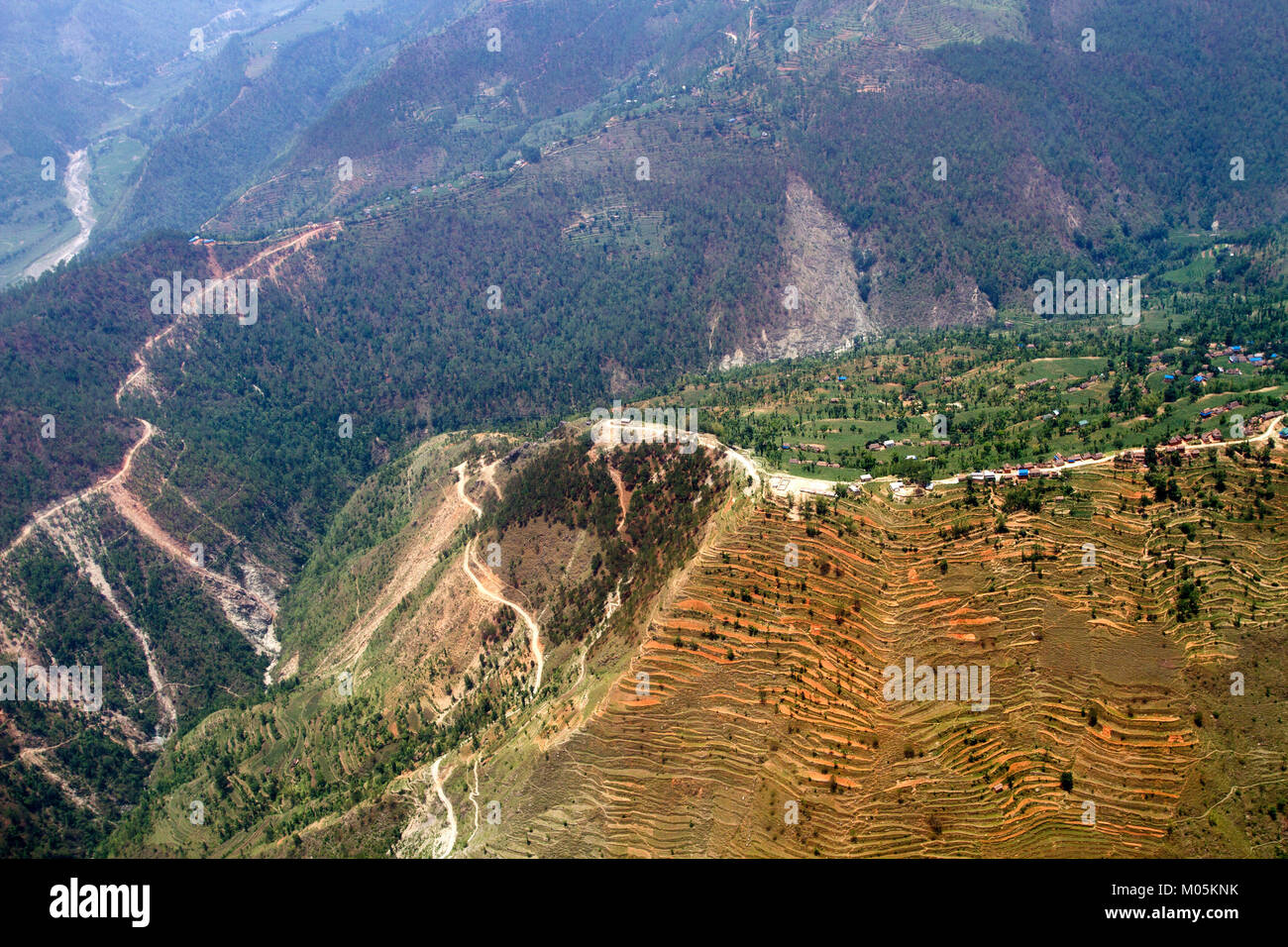 Ein Luftbild der ländlichen Teil von Nepal. Stockfoto