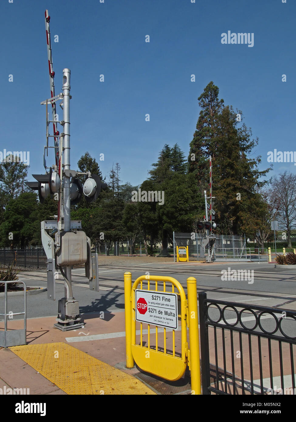 Bahnübergang Tor in Burlingame, Kalifornien, USA Stockfoto