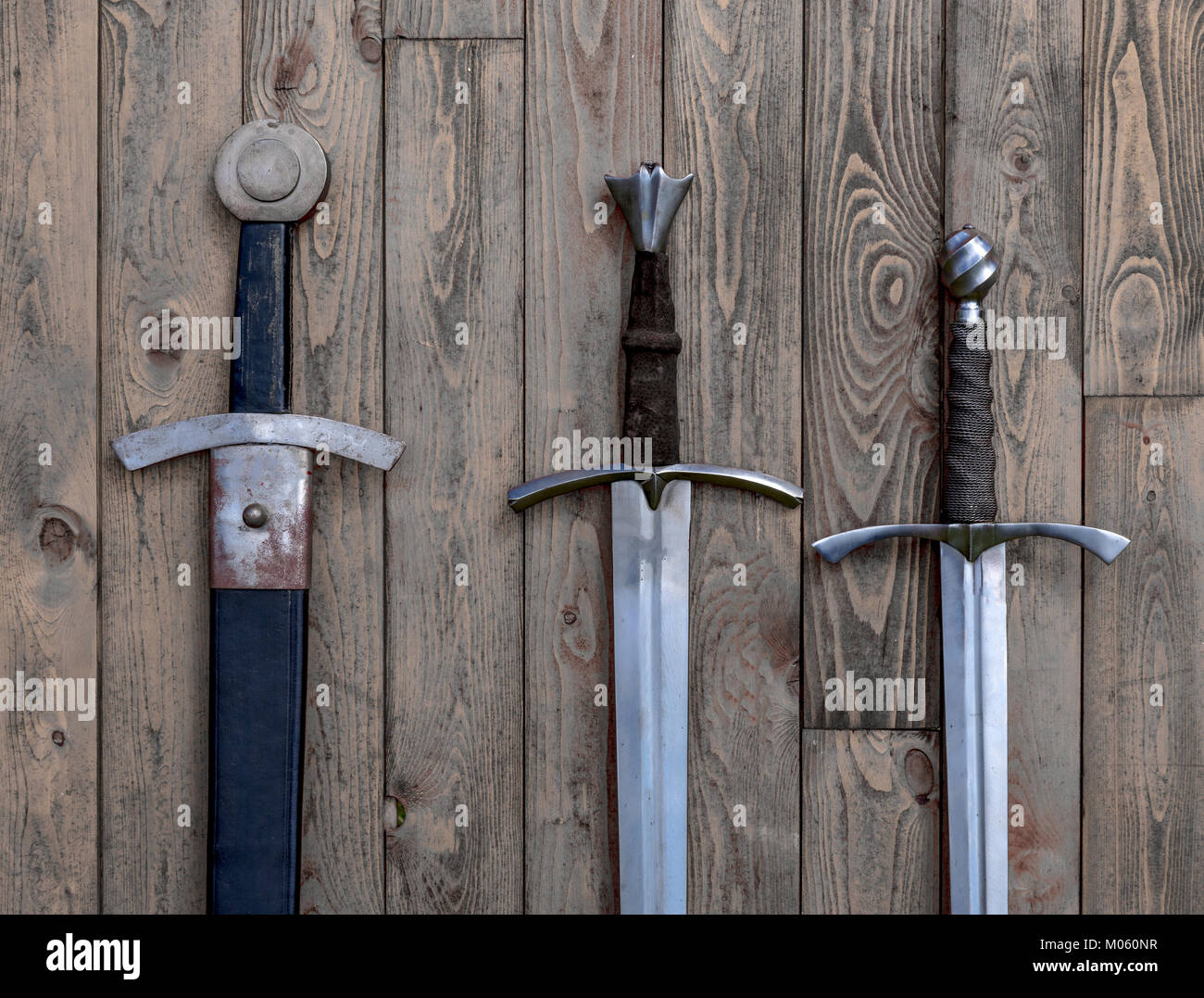 Mittelalterliche Waffen, mittelalterliche Festival Stockfoto