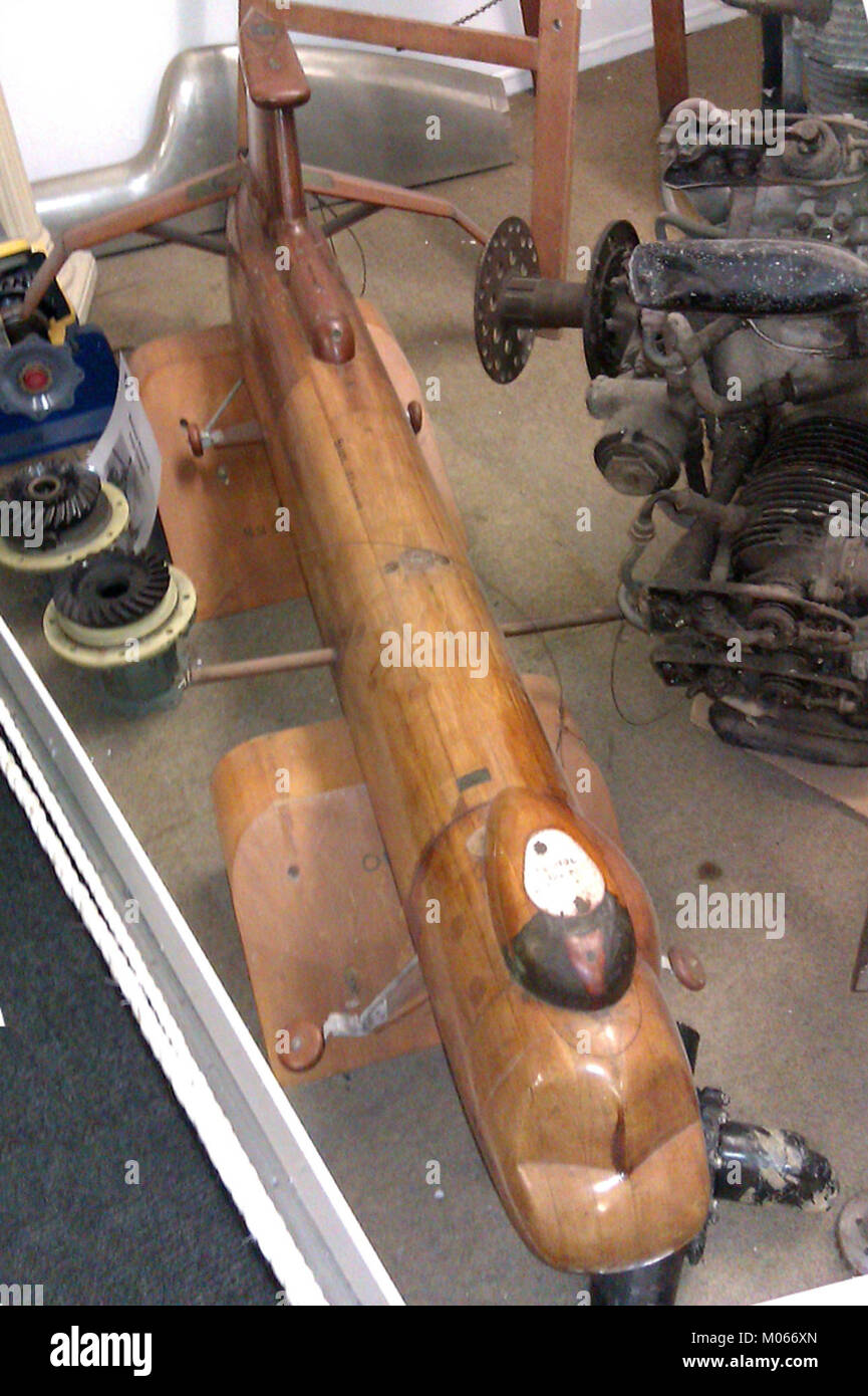 Das Modell Bristol-192, das bei Windkanaltests verwendet wird, repräsentiert das Design und die aerodynamische Forschung der Mitte des 20. Jahrhunderts. Stockfoto