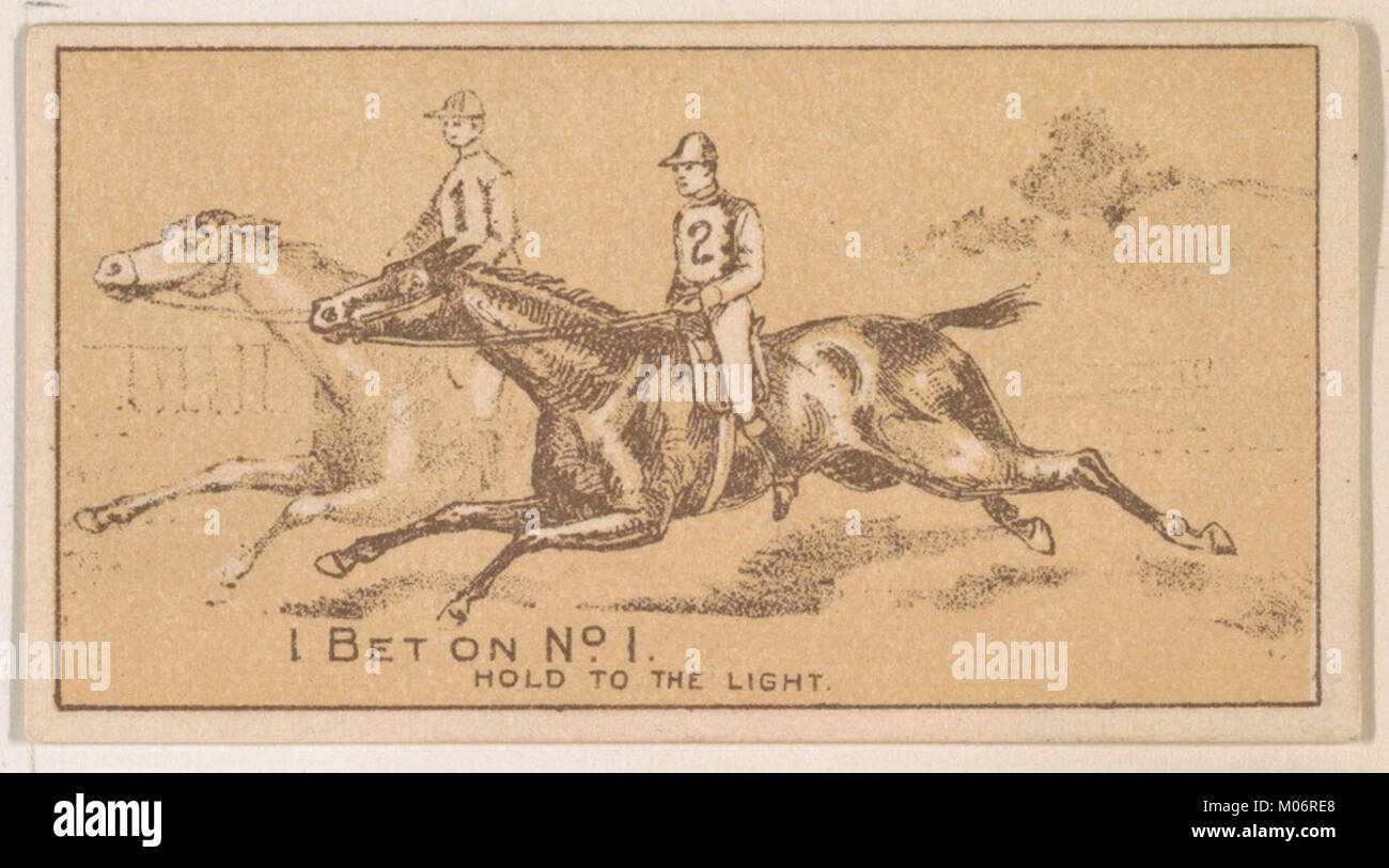 Abbildung einer Magic Changing Card mit dem Titel „I Wet on No. 1“, die frühe Sammlerkartendesigns darstellt, die für Archivzwecke fotografiert wurden. Stockfoto