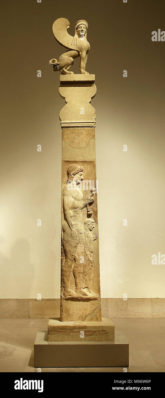 Marmor Stele (Grab Marker) von einem Jugend- und kleine Mädchen mit Kapital und Finial in Form einer Sphinx MET gr 11.185 a-d, f, g, x.R Stockfoto