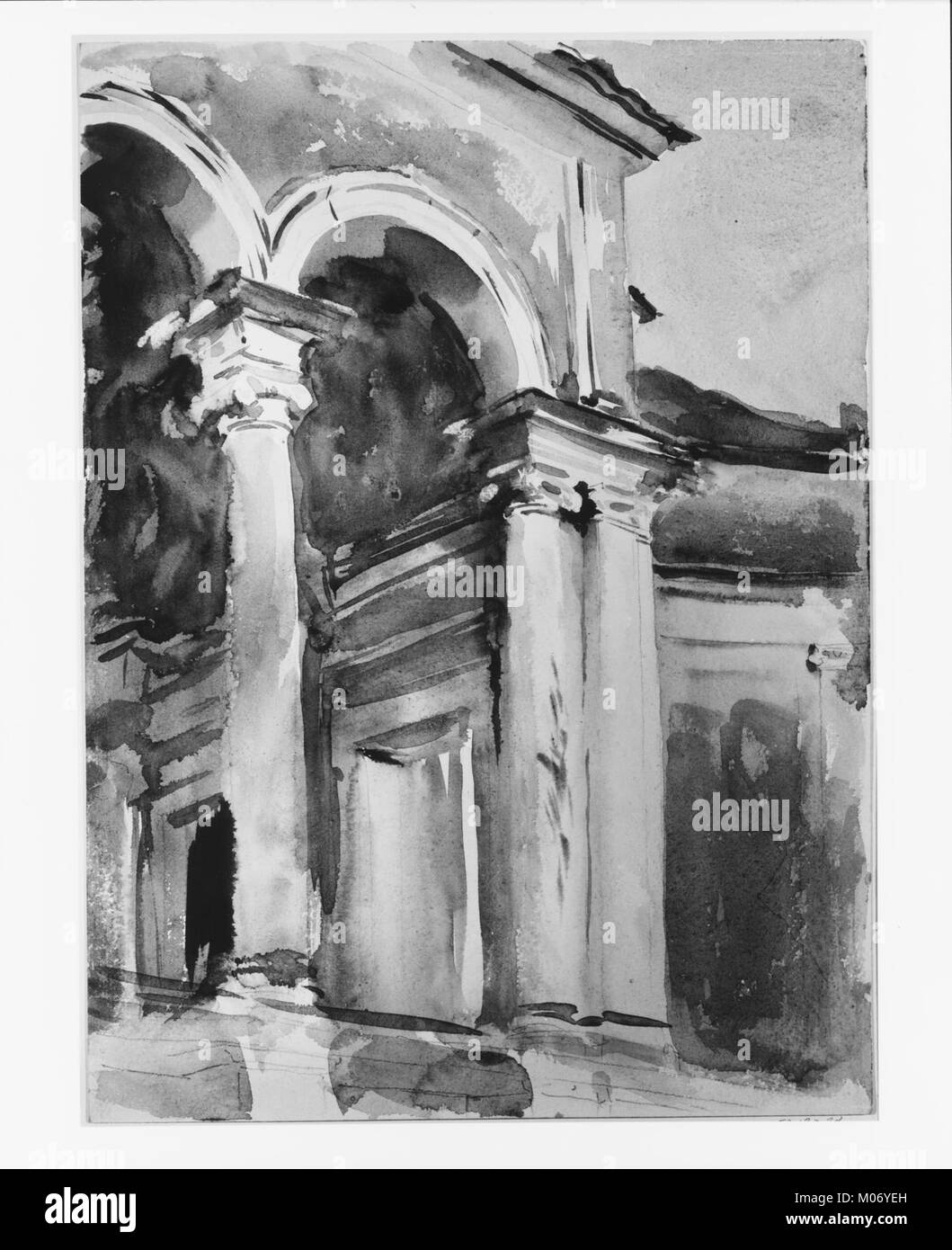 Die Loggia in der Villa Giulia in Rom ist ein elegantes architektonisches Merkmal der Renaissance, das klassische Elemente mit raffinierten künstlerischen Prinzipien der Zeit verbindet. Stockfoto