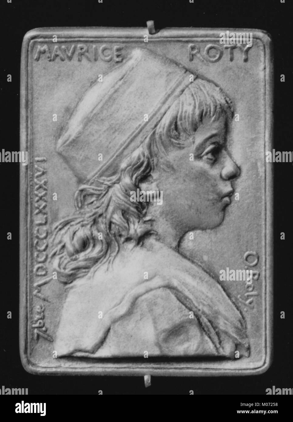 Diese Abbildung zeigt Maurice Roty im Alter von 4 Jahren und 4 Monaten und bietet visuelle Dokumentation der Darstellung frühkindlicher Kunst in historischen Kunstwerken. Stockfoto