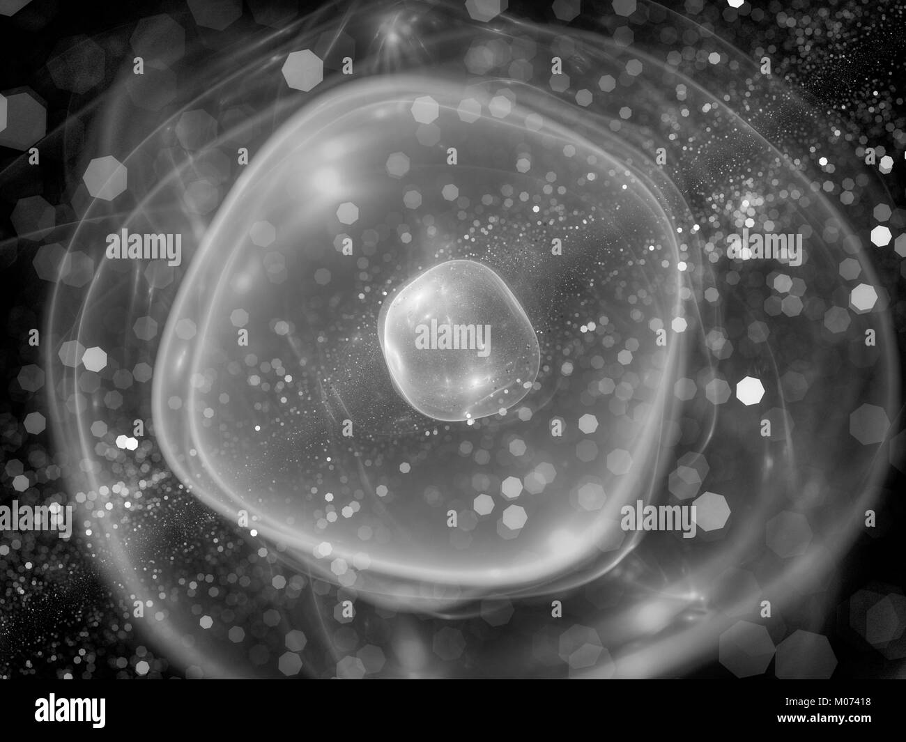 Glühende multidimensionalen Universums schwarze und weiße Textur, Computer abstrakten Hintergrund erzeugt, 3D-Rendering Stockfoto