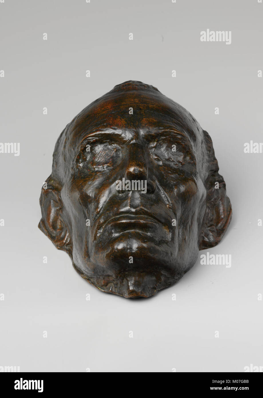 Die Lebensmaske von Abraham Lincoln fängt sein Gesichtsbild ein und illustriert Porträts aus dem 19. Jahrhundert und historische Gedenkstätten. Stockfoto