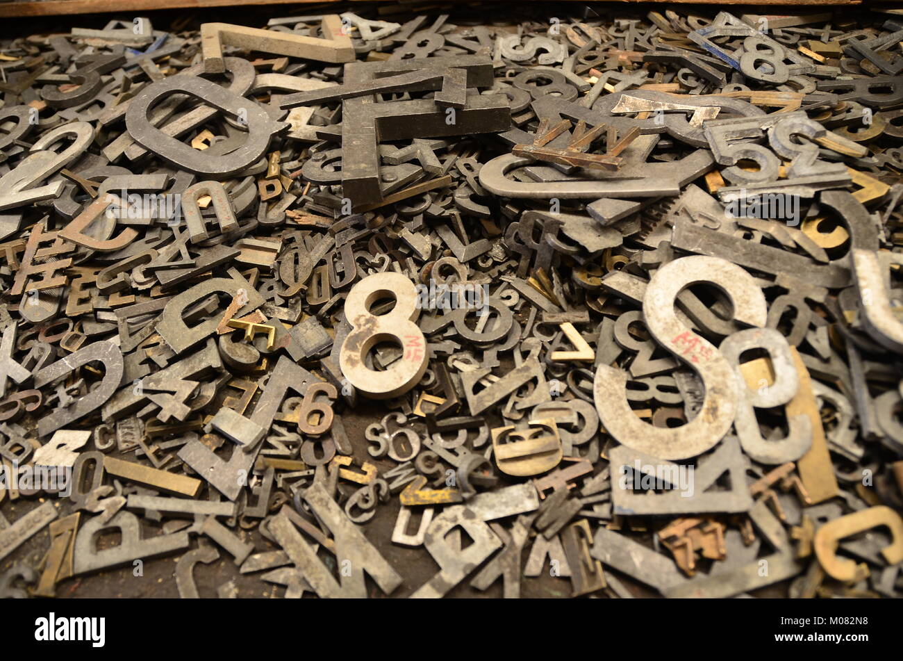 Buchstaben und Zahlen Stockfoto