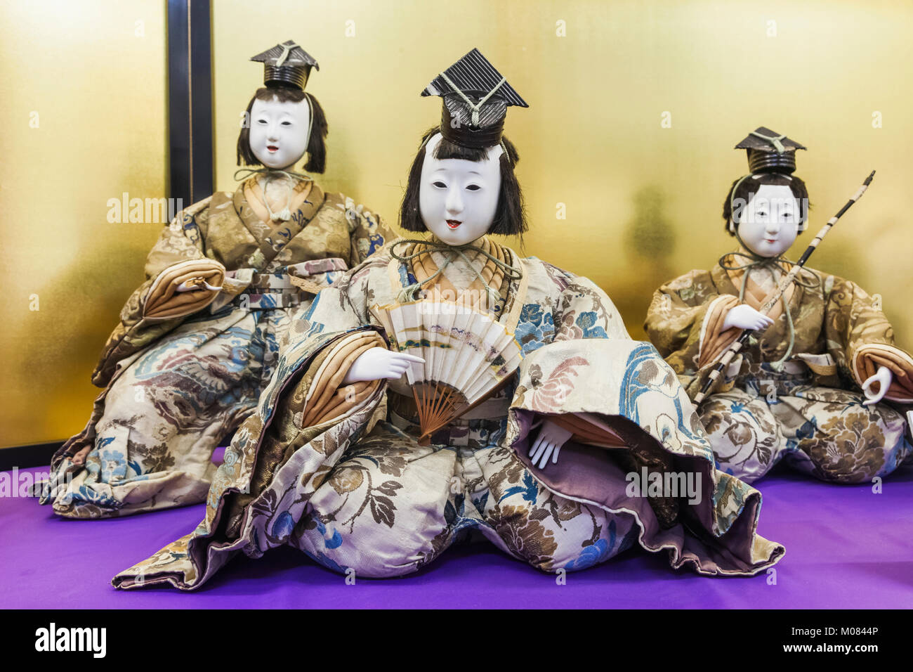 Japan, Honshu, Präfektur Shizuoka, Atami, Atami Schloss, Ausstellung der Japanische Puppe in historischen Kostümen Stockfoto