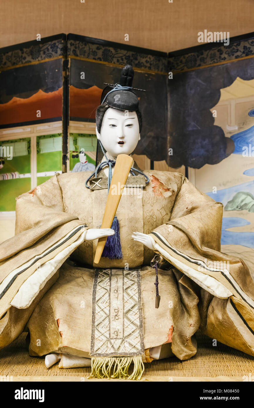 Japan, Honshu, Präfektur Shizuoka, Atami, Atami Schloss, Ausstellung der Japanische Puppe in historischen Kostümen Stockfoto