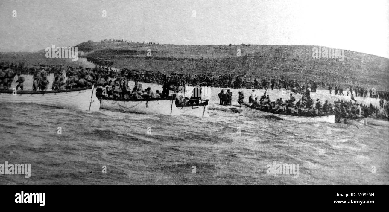 Gallipoli Krieg Kampagnen Truppen Landung am Anzac Strand in die Dardanellen Kampagne WWI - ANZAC Stockfoto