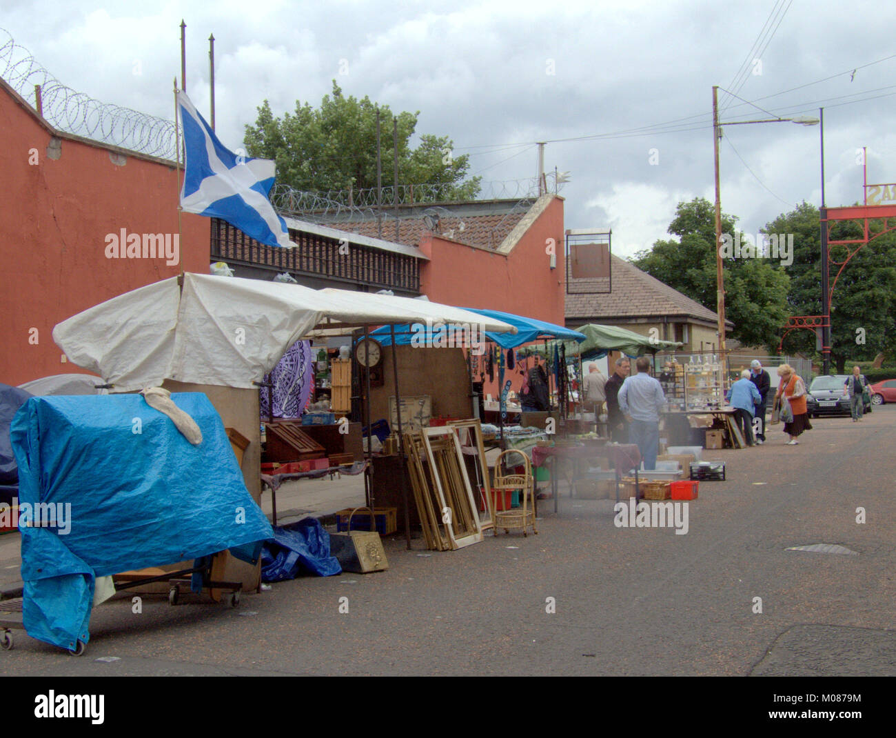 Barras market Street stände Szene mit standbesitzer und Kunden Stockfoto