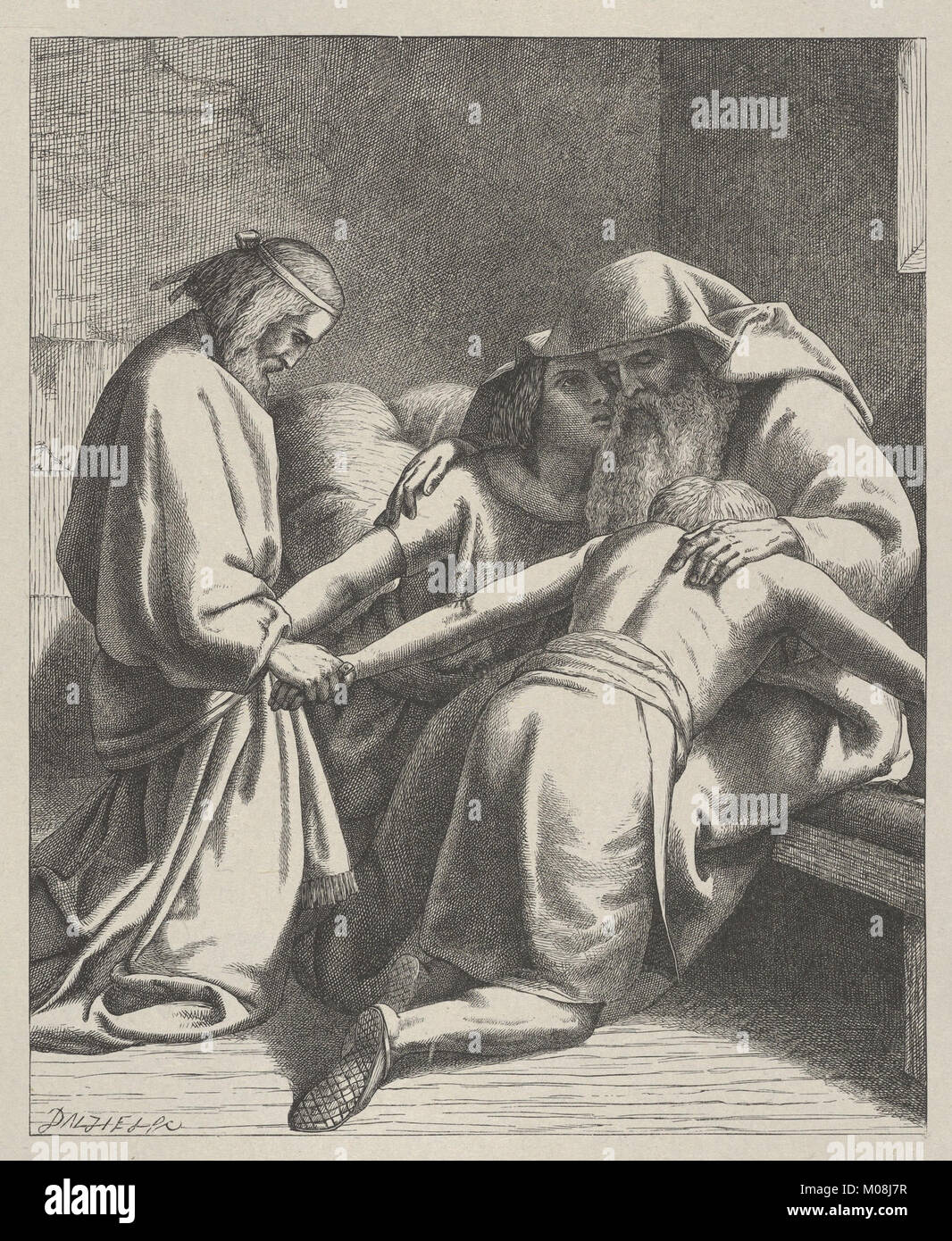 Jakob Segen Ephraim und Manasse (Dalziels "Bibel Galerie) MET DP 835836 Stockfoto