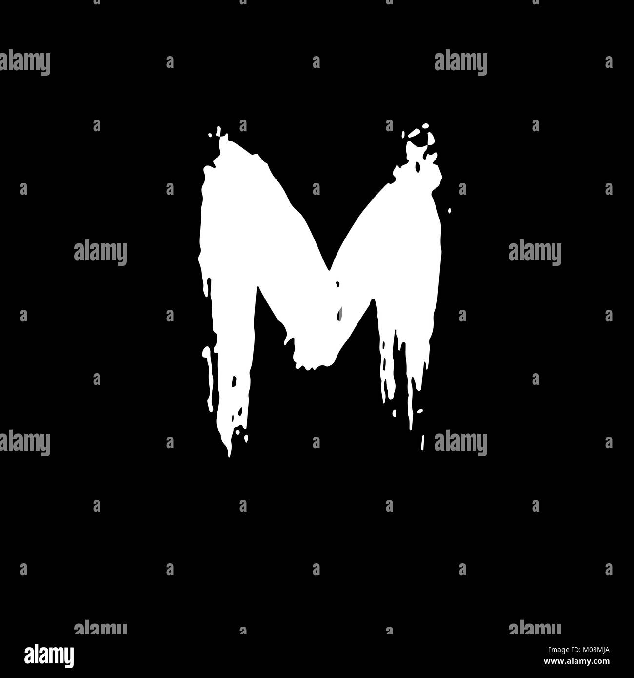 Schreiben M. handschriftlich von trockenen Bürste. Grobe Anschläge Font. Vector Illustration. Grunge Stil elegant Alphabets. Stock Vektor