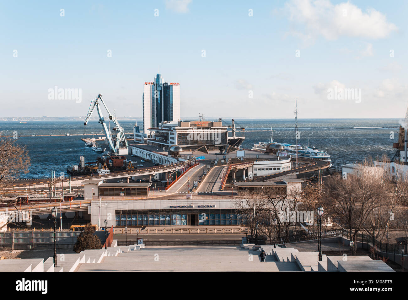 Odessa, Ukraine - Jan 13, 2018: passagierhafen von Odessa, Ukraine. Stockfoto