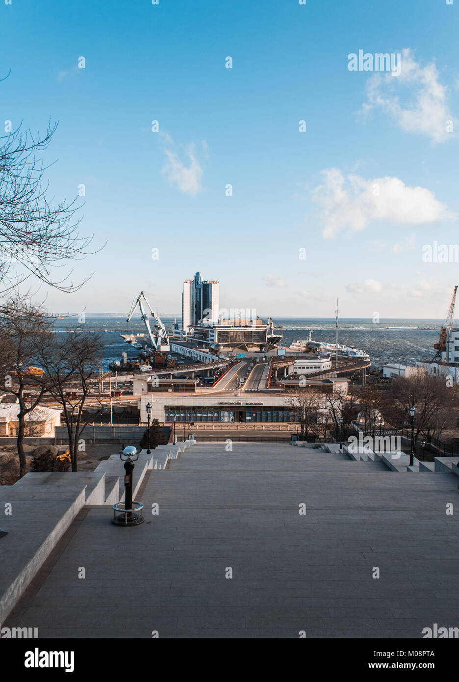 Odessa, Ukraine - Jan 13, 2018: passagierhafen von Odessa, Ukraine. Stockfoto