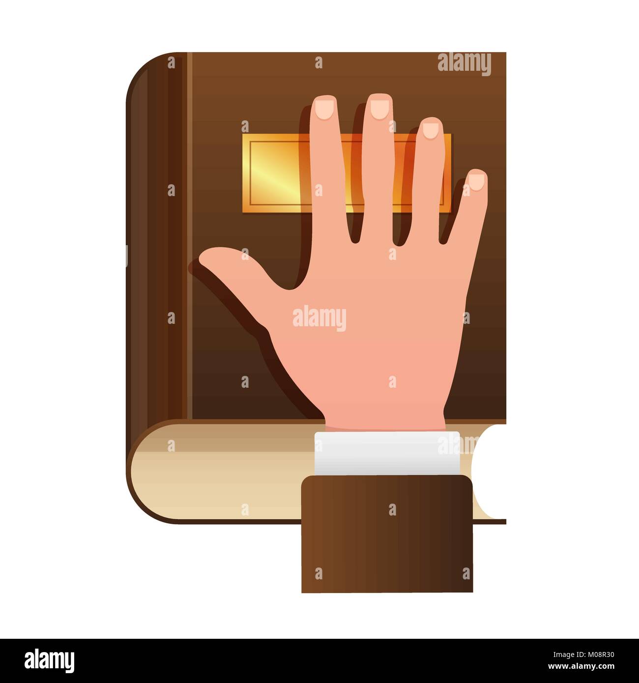 Hand auf Verfassung als Eid-Konzept-Symbol Stock Vektor