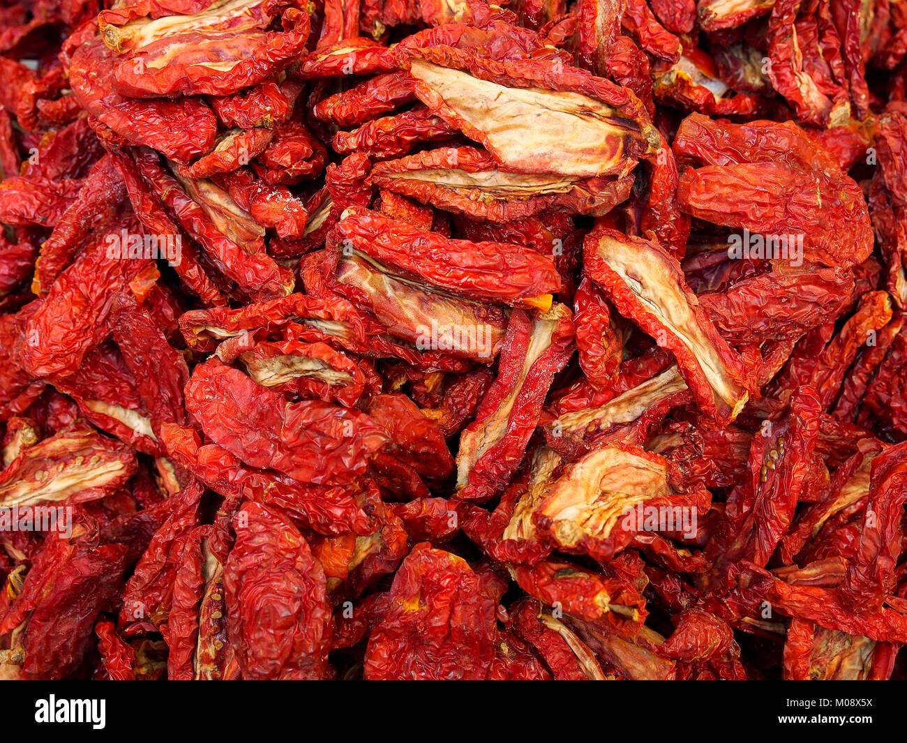 Street Food Markt. Trockene Tomaten. Stockfoto