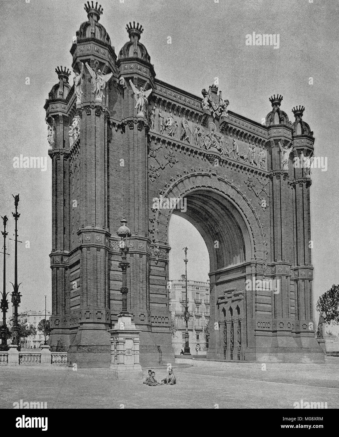 Spanien. Katalonien. Barcelona. Triumphbogen. Es wurde für die Weltausstellung in Barcelona (1888), als ihr wichtigstes Access Gate gebaut, von dem Architekten Josep Vilaseca i Casanovas (1848-1910). Art Nouveau. Fotografie. Stockfoto