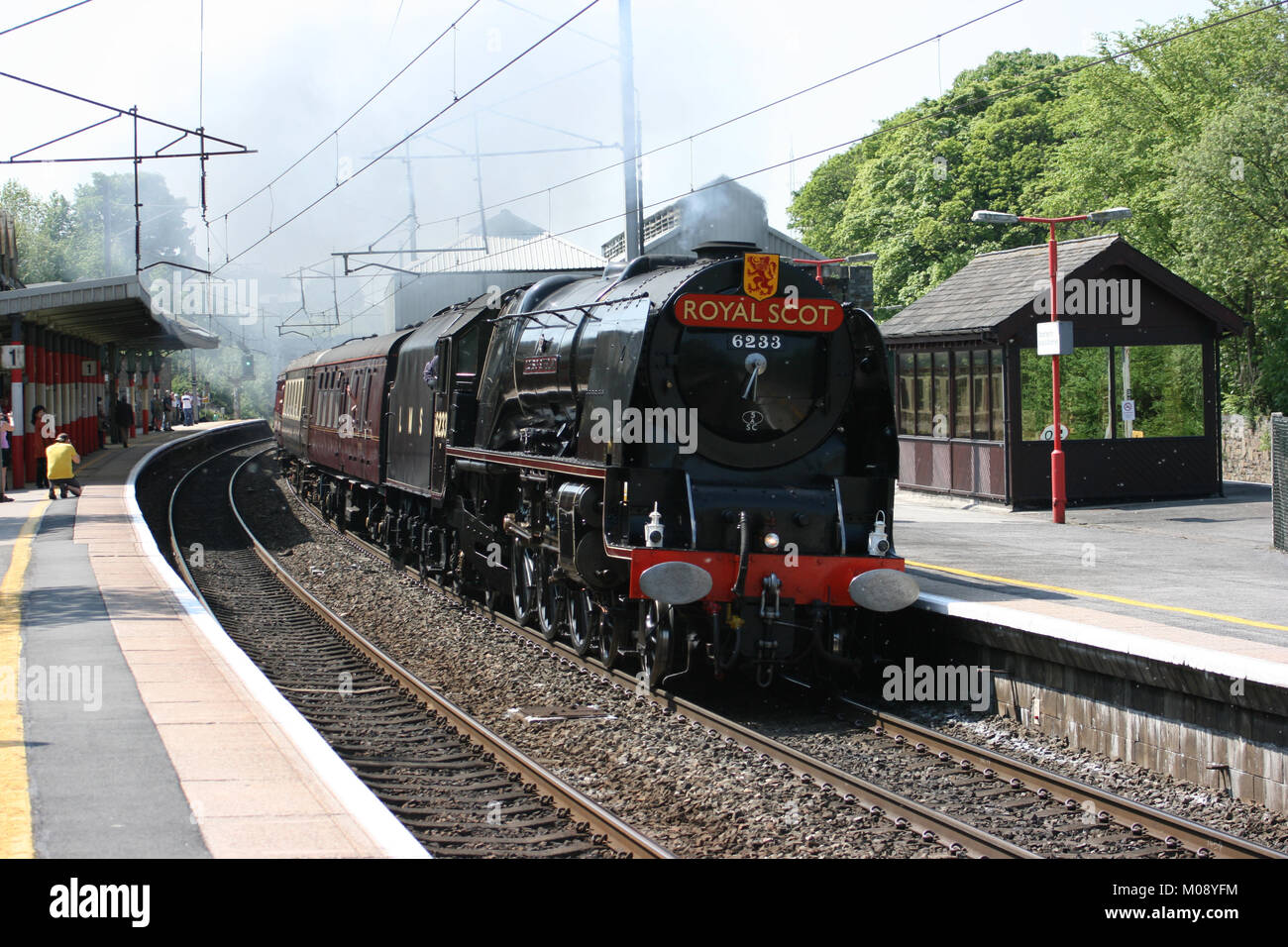 LMS Pacific Dampflok Nr. 6233 Herzogin von Sutherland Oxenholme, 22. Mai 2010 - Oxenholme, Vereinigtes Königreich Stockfoto