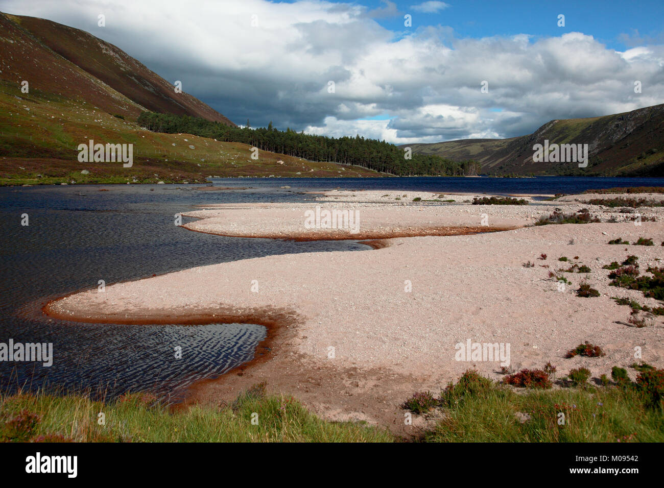 Der südöstlichen Ecke des Loch Muick im Glen Muick auf der Balmoral-plantage südlich von Braemar und Ballater, Aberdeenshire Scotland Stockfoto