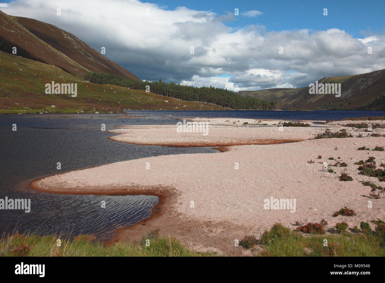 Der südöstlichen Ecke des Loch Muick im Glen Muick auf der Balmoral-plantage südlich von Braemar und Ballater, Aberdeenshire Scotland Stockfoto