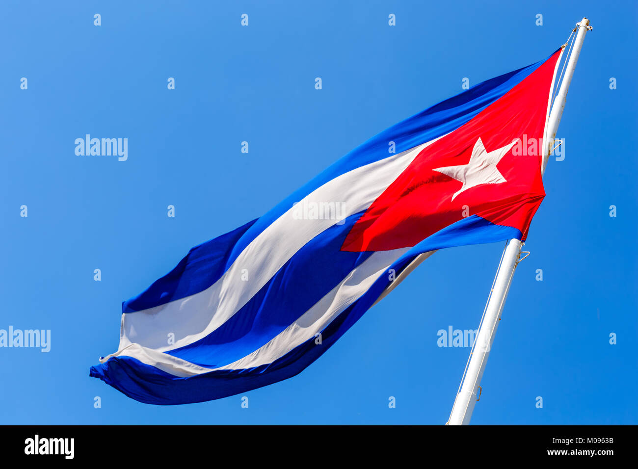 Kubanische Flagge weht im Wind Stockfoto