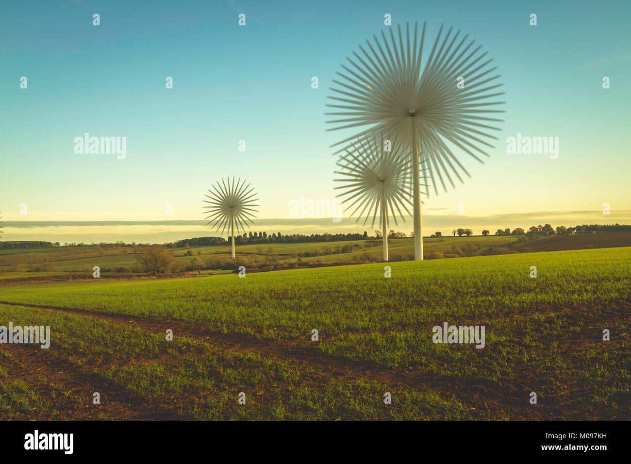 Windenergieanlage Flower Power Stockfoto