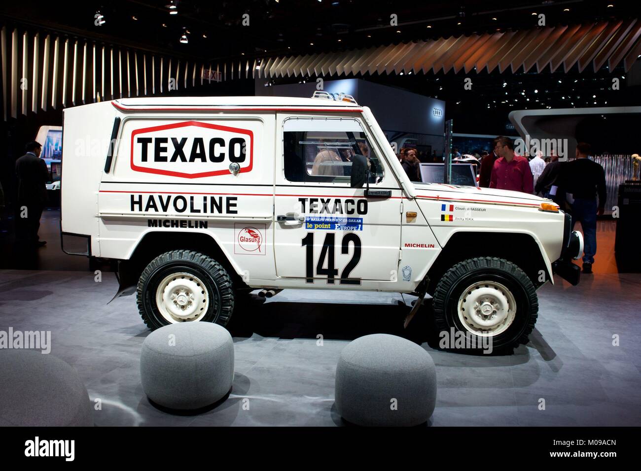 Detroit, Michigan, USA. 18 Jan, 2018. 1983 Mercedes 280 GE baute die Rallye Paris-Dakar auf Exponat auf der 2018 North American International Auto Show, 18. Januar 2018 in Detroit, Michigan, USA. | Verwendung der weltweiten Kredit: dpa/Alamy leben Nachrichten Stockfoto