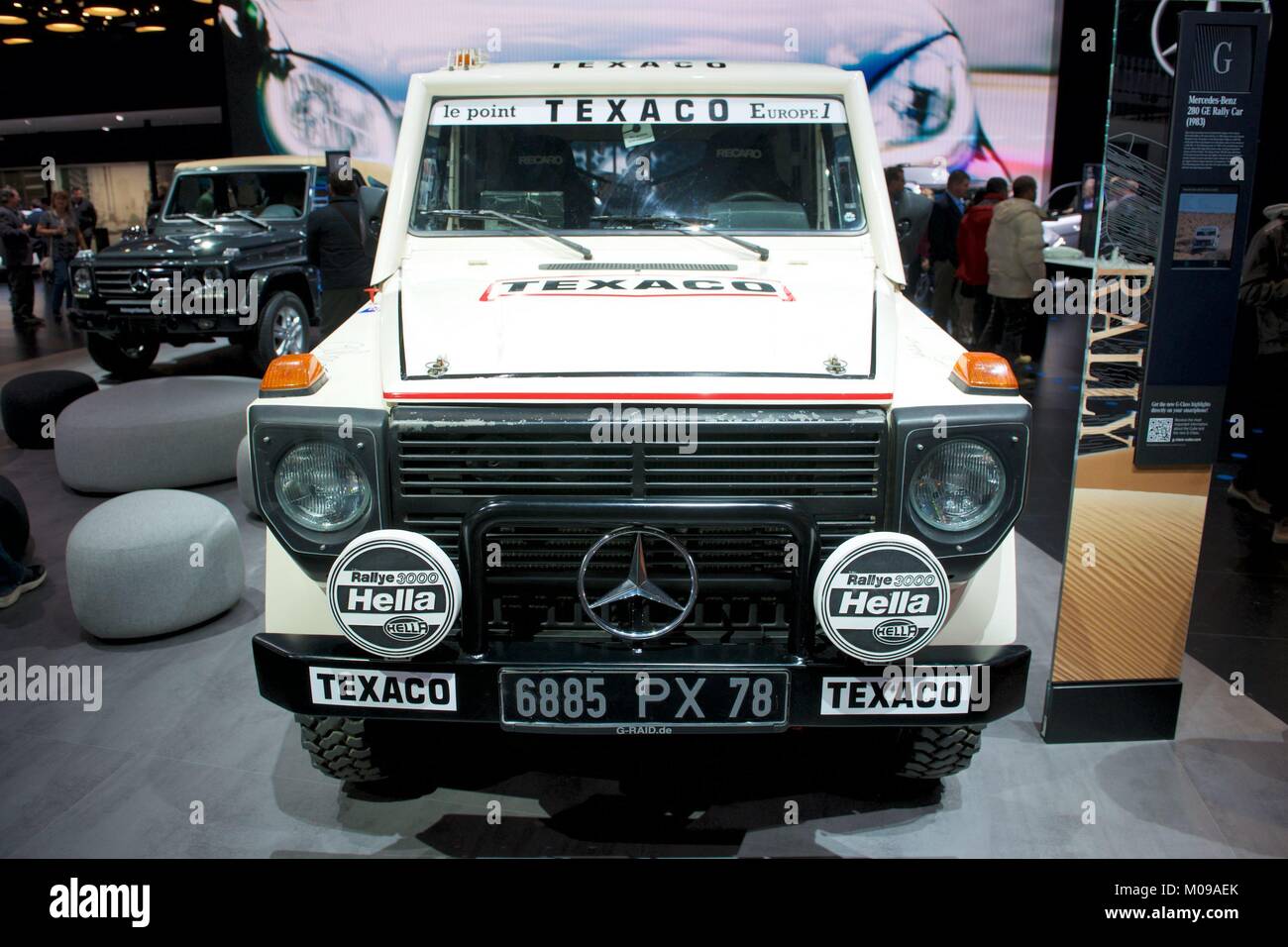 Detroit, Michigan, USA. 18 Jan, 2018. 1983 Mercedes 280 GE baute die Rallye Paris-Dakar auf Exponat auf der 2018 North American International Auto Show, 18. Januar 2018 in Detroit, Michigan, USA. | Verwendung der weltweiten Kredit: dpa/Alamy leben Nachrichten Stockfoto