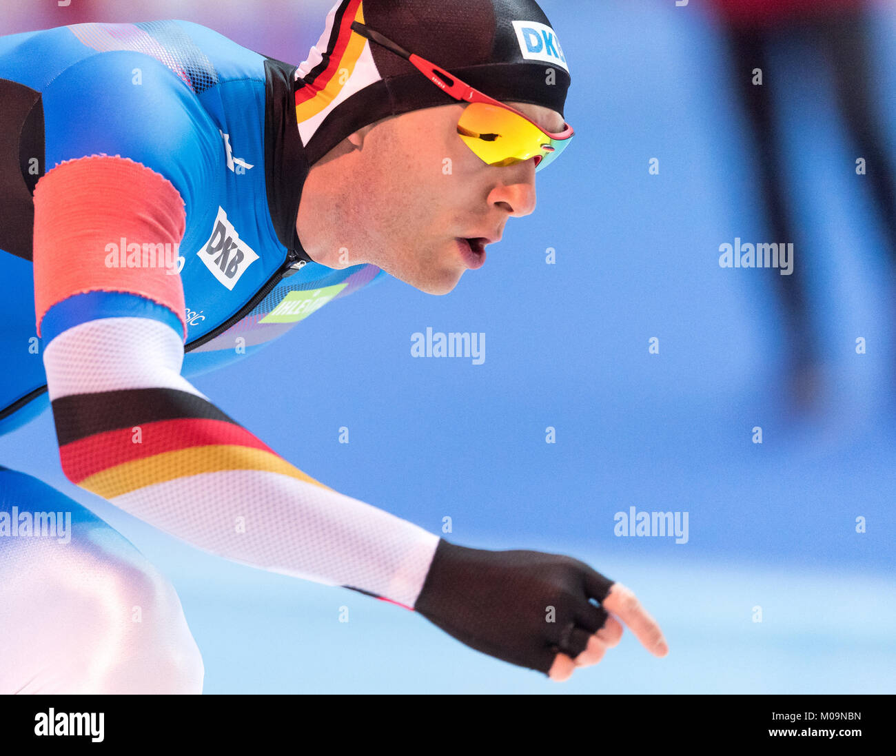 Erfurt, Deutschland. 20 Jan, 2018. In Deutschland Nico Ihle in Aktion bei den Herren 1000 m Rennen auf dem Eisschnelllauf Weltcup in Erfurt, Deutschland, 20. Januar 2018. Quelle: dpa Picture alliance/Alamy leben Nachrichten Stockfoto