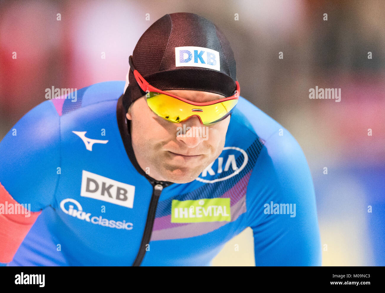 Erfurt, Deutschland. 20 Jan, 2018. In Deutschland Nico Ihle in Aktion bei den Herren 1000 m Rennen auf dem Eisschnelllauf Weltcup in Erfurt, Deutschland, 20. Januar 2018. Quelle: dpa Picture alliance/Alamy leben Nachrichten Stockfoto