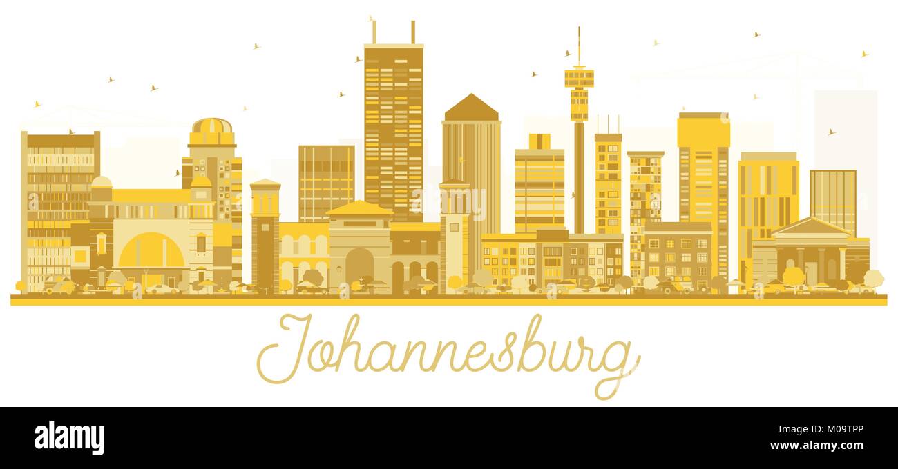 Johannesburg Südafrika Skyline der Stadt goldene Silhouette. Einfache flache Konzept für Tourismus Präsentation, Banner, Plakat oder Website. Johannesburg Stadt Stock Vektor