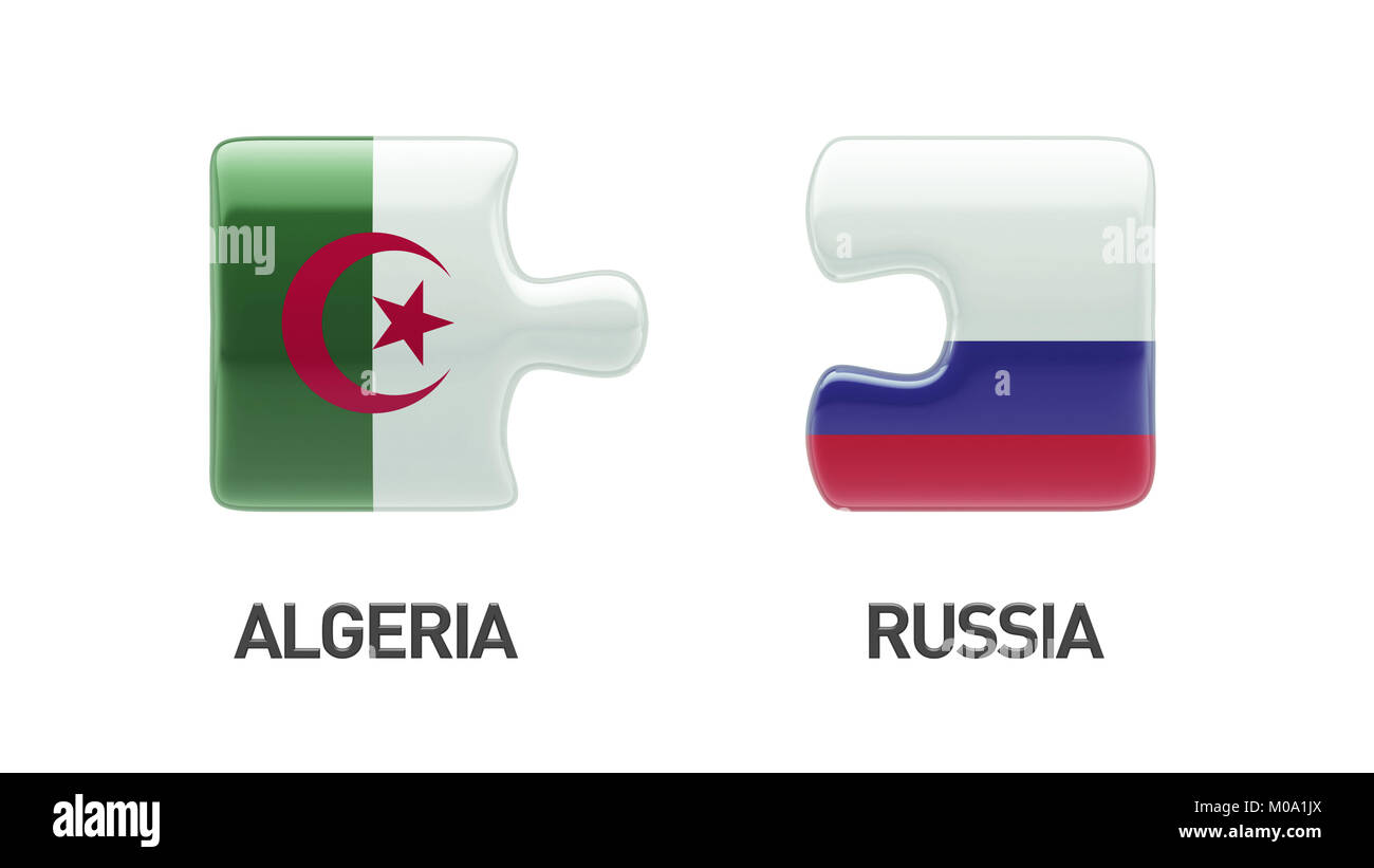 Russland Algerien hohe Auflösung Puzzle Konzept Stockfoto