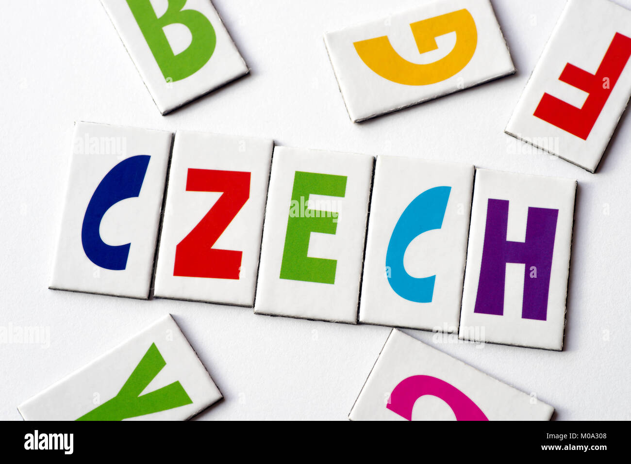 Wort Tschechischen aus bunte Buchstaben auf weißem Hintergrund Stockfoto