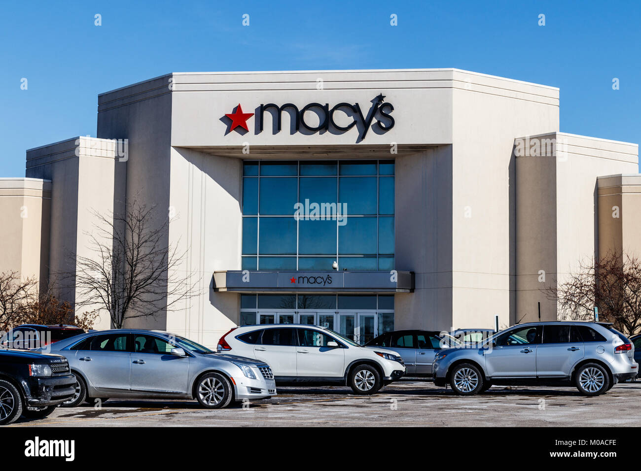 Muncie - ca. Januar 2018: Macy's Department Store. Macy's, Inc. ist einer der Nation Premier Omnichannel Einzelhändler Stockfoto