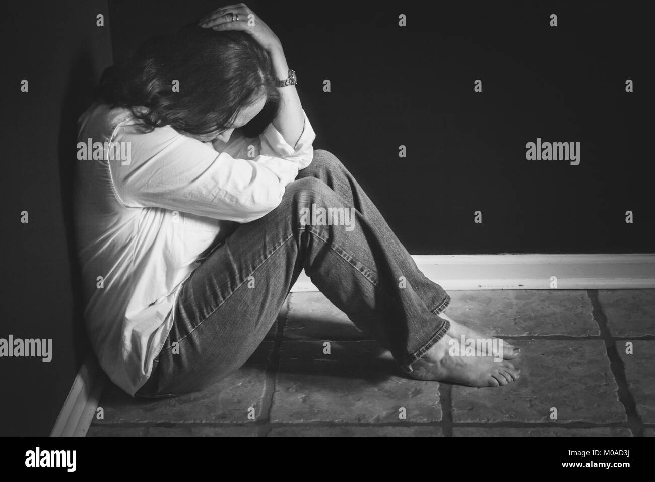 Frau in Angst Stockfoto