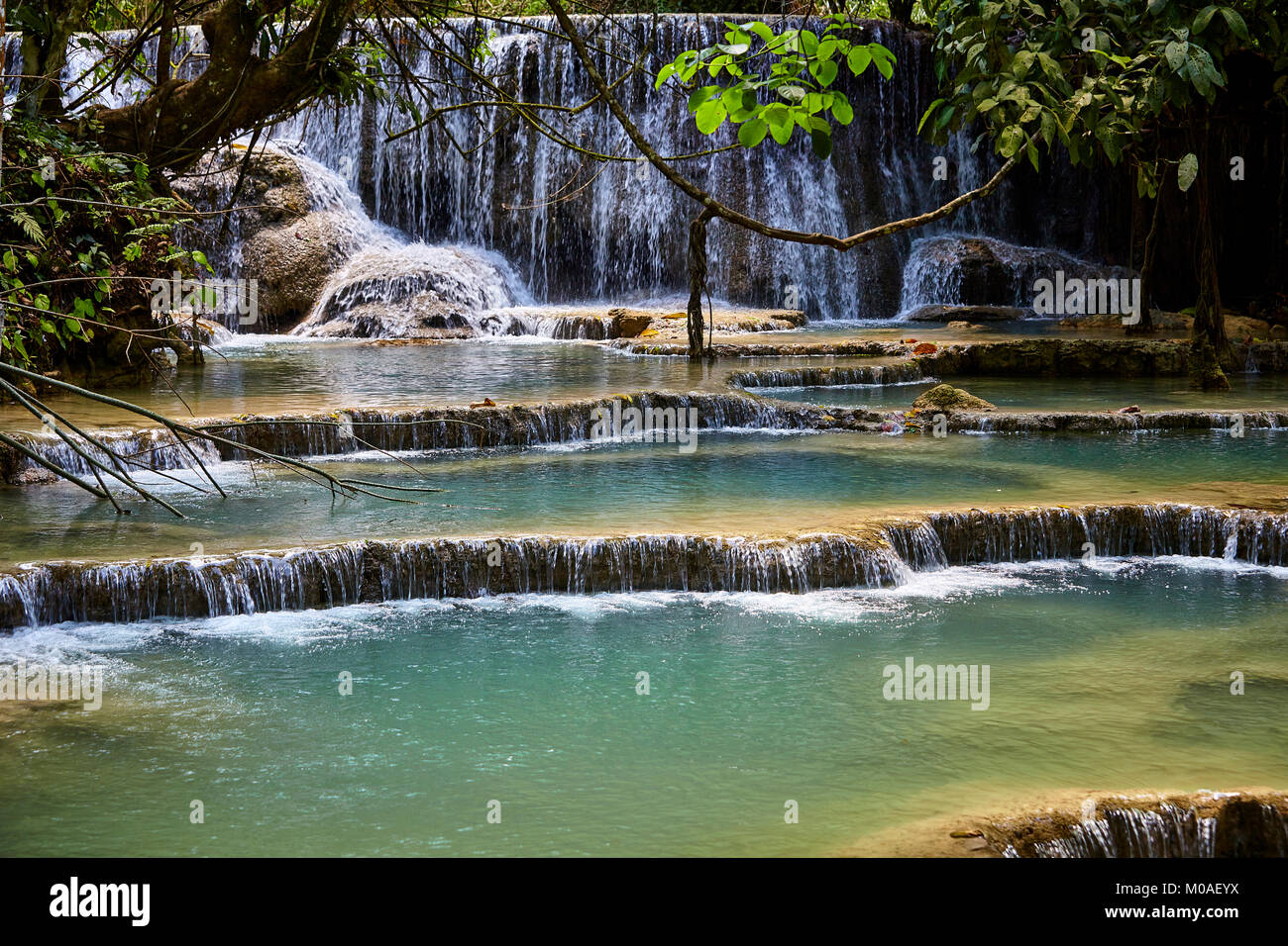 Kuang Si Wasserfall in der Nähe von Luang Prabang Stockfoto