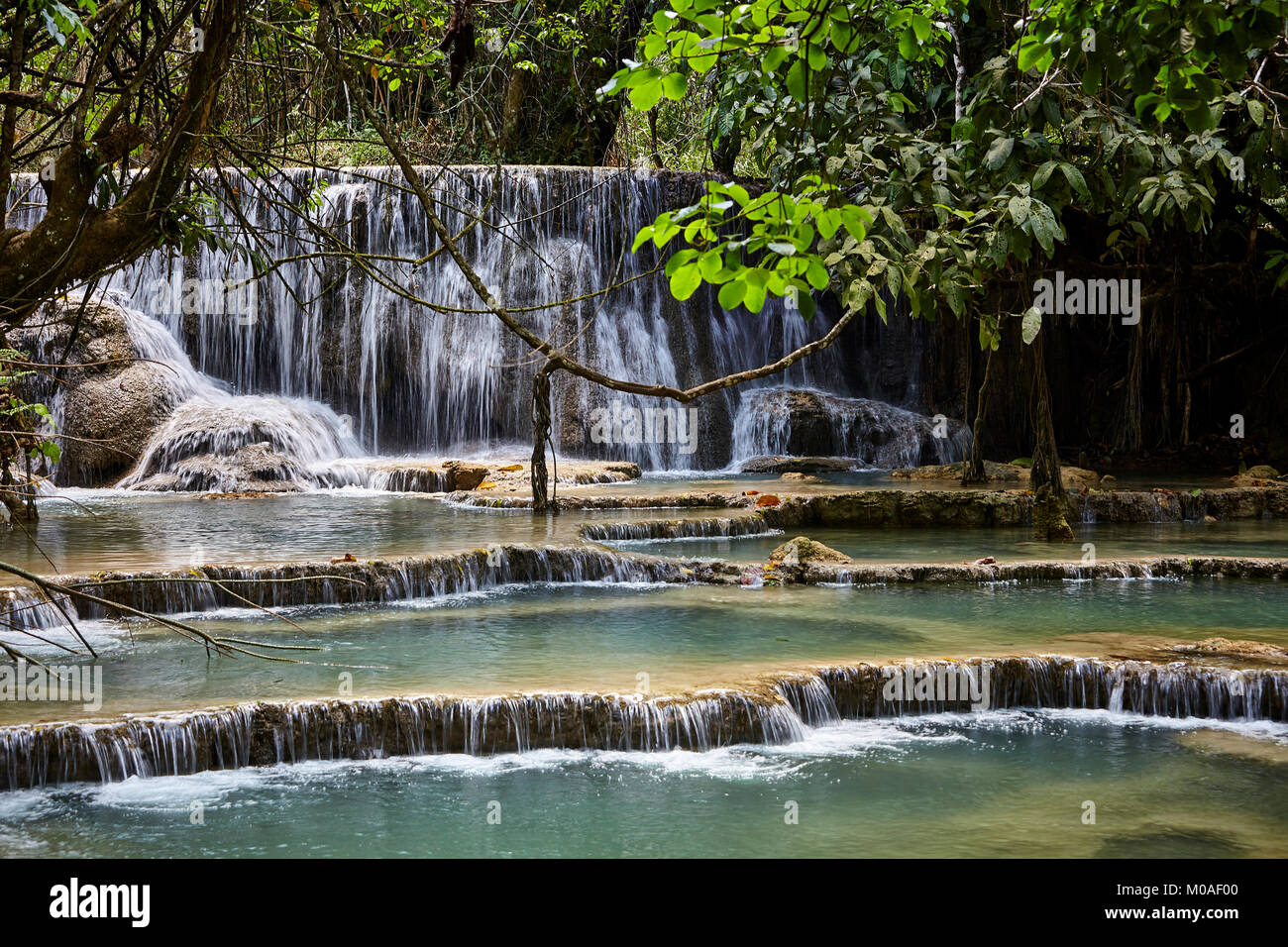 Kuang Si Wasserfall in der Nähe von Luang Prabang Stockfoto