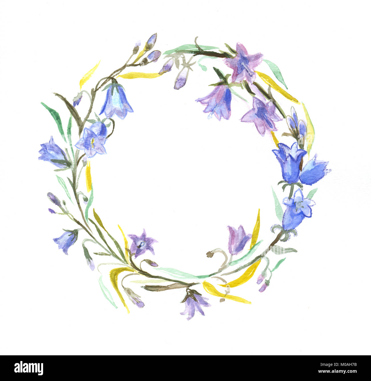 Aquarell lily Floral frame Handgemachte auf Papier Stockfoto