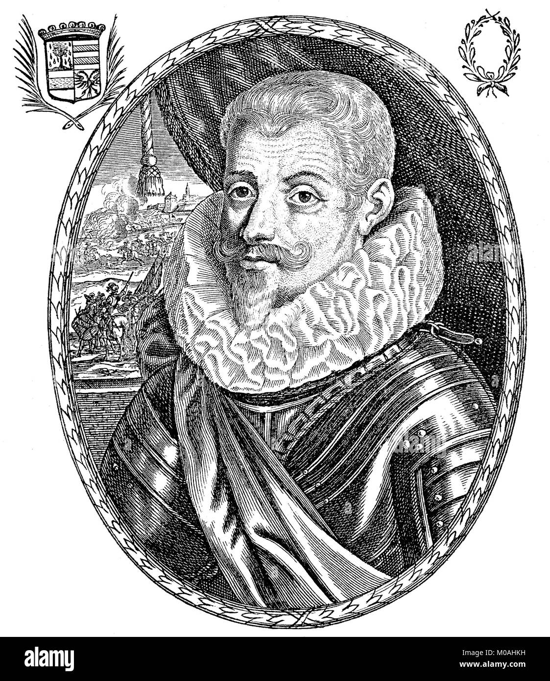 Johann Tserclaes Graf von Tilly, Februar 1559 - 30. April 1632, wurde ein Feld Marschall, der Katholischen Ligen Kräfte in den Dreißigjährigen Krieg befohlen, digital verbesserte Reproduktion des Originals aus dem Jahr 1880 Stockfoto